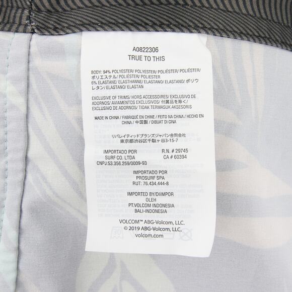 Volcom Boardshorts Swim Trunks Peach Palm Leaf Print 4 Way Stretch Size 31 NWT - Picture 12 of 13